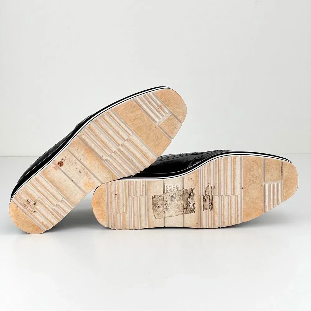 Anthropologie Silent D Metallic Platform Oxfords - Silver
